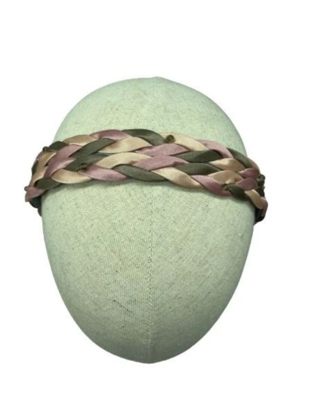 Double braided headband with coloured jewelled appliqués