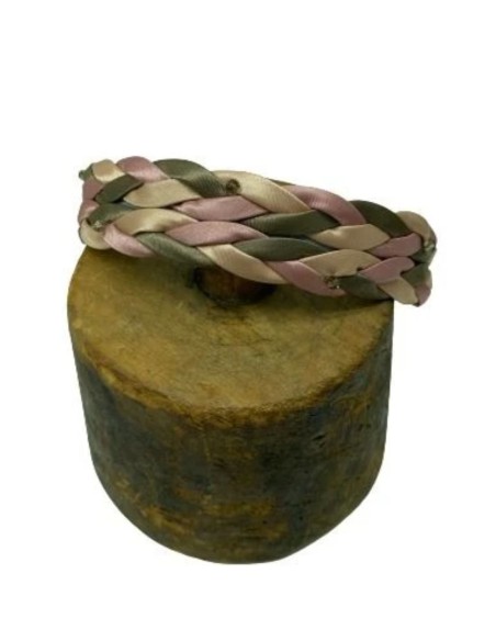 Diadema trenzada doble con apliques joya a color