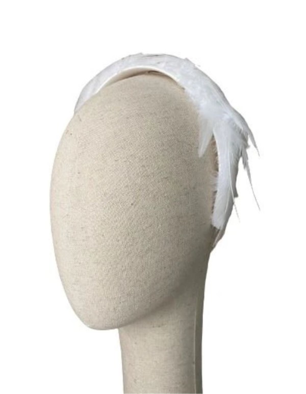 Diadema de novia con plumas blancas