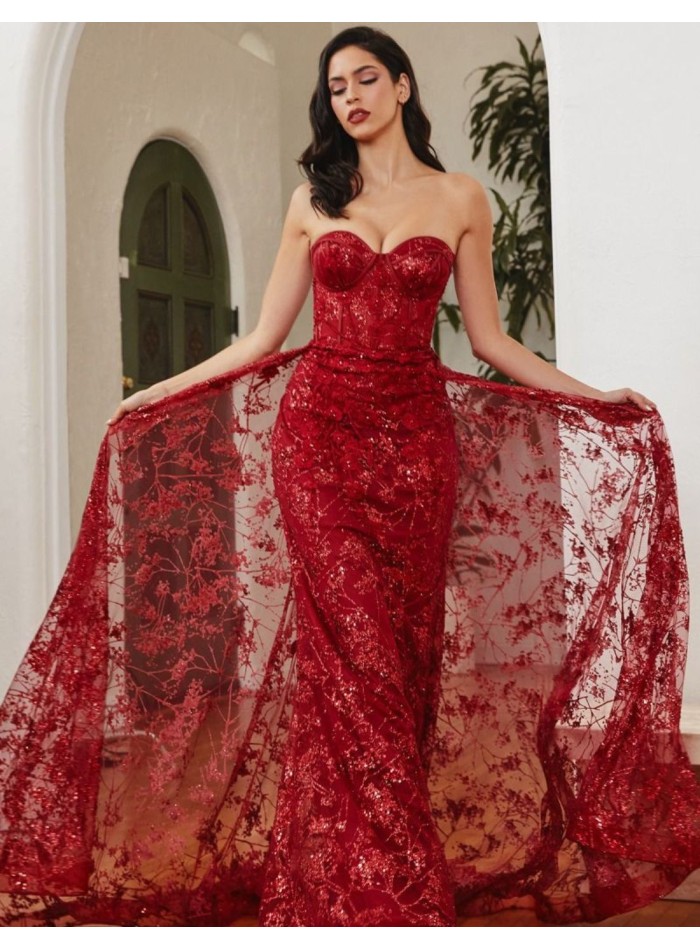 Long gown with strapless corset neckline and mermaid cut