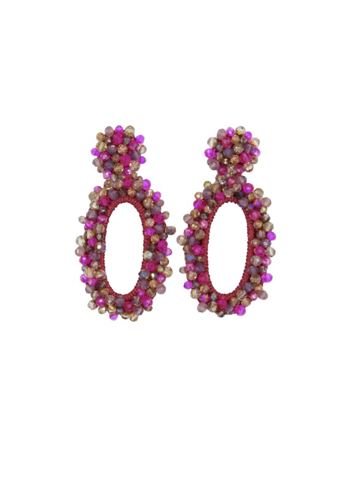 Party earrings with faceted stones in oval shape