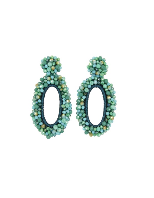 Party earrings with faceted stones in oval shape 2