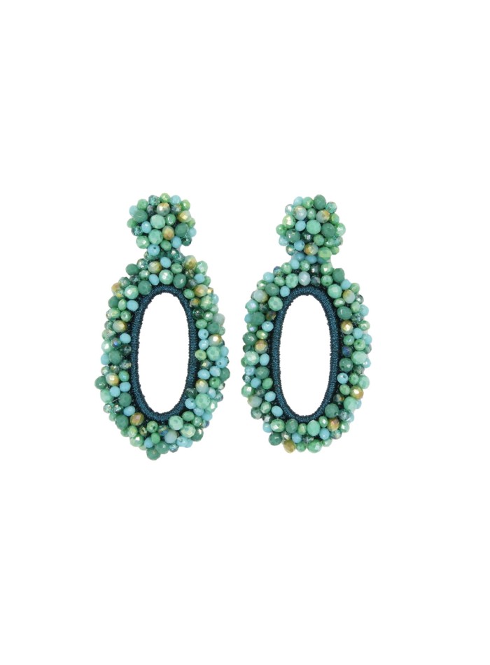 Pendientes de fiesta con piedras facetadas en forma ovalada turquesa