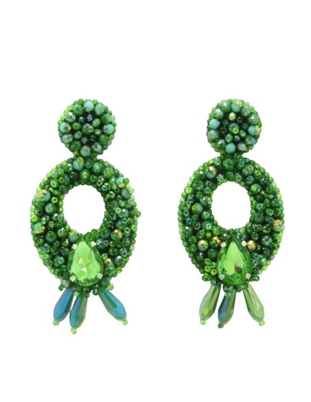 Boucle d'oreilles ovale avec pierres et cristaux