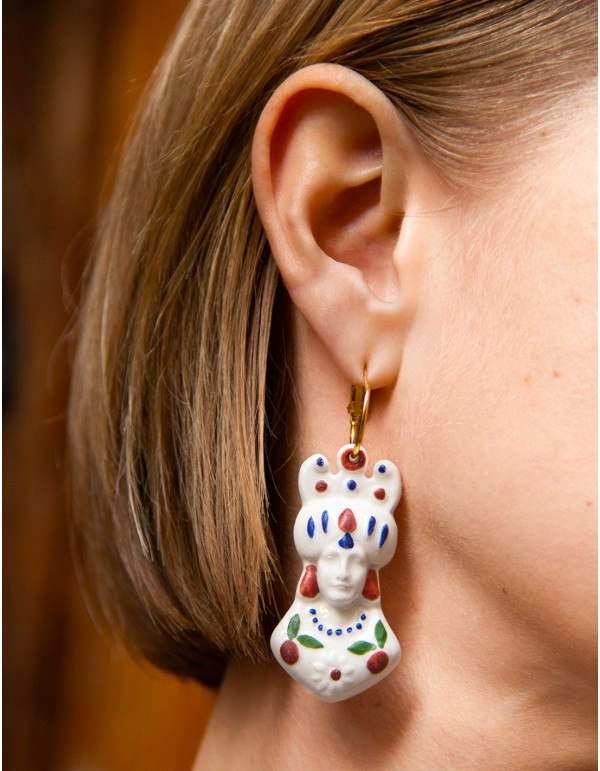 Long earrings made of coloured white ceramic porcelain 2