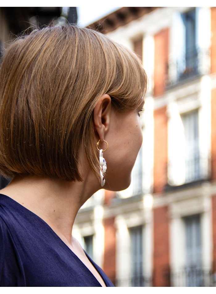 Long earrings made of coloured white ceramic...