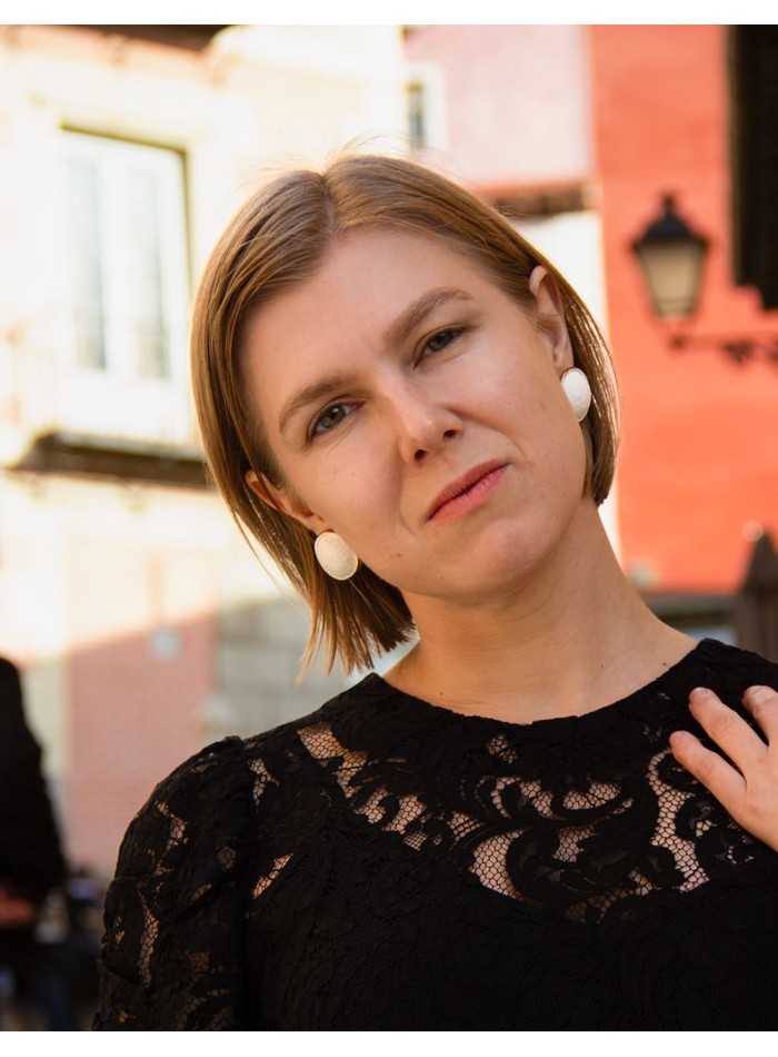 Pendientes de fiesta botón de porcelana pintado...