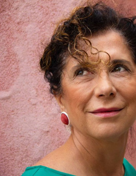 Pendientes de fiesta botón de cerámica rojos