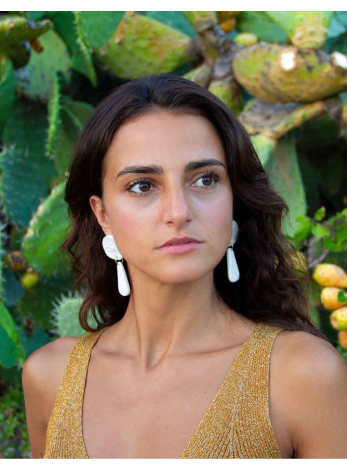 Pendientes de fiesta porcelana cerámica blanca