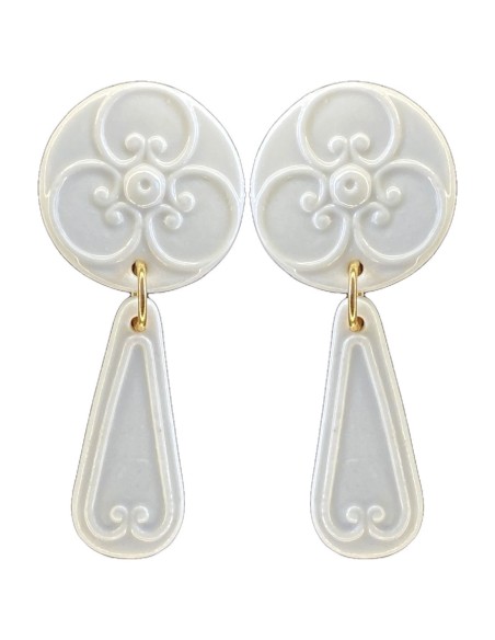 White ceramic porcelain party earrings