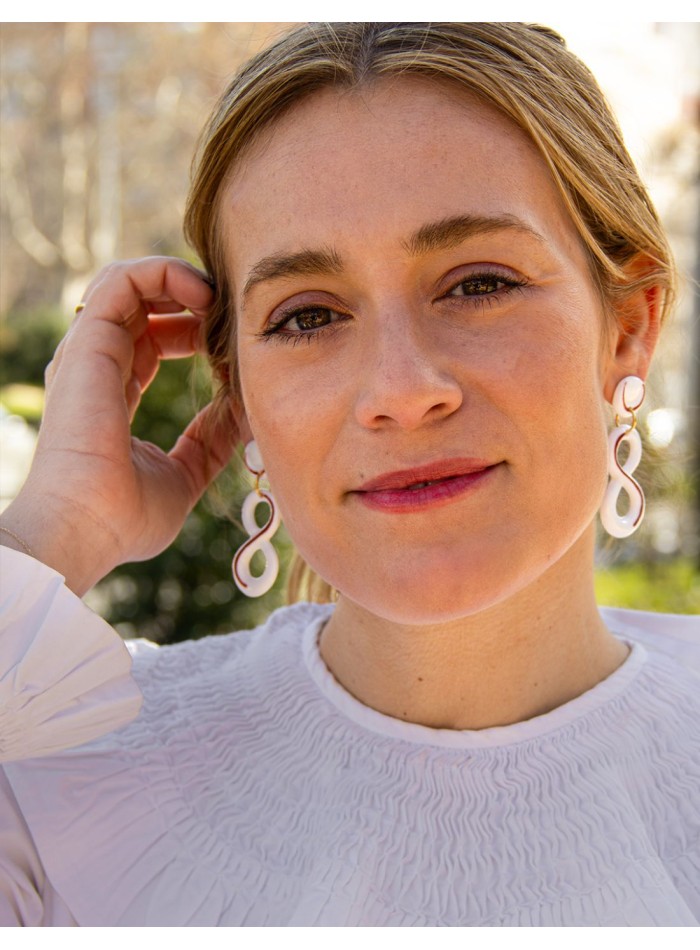 Pendientes largos infinito porcelana cerámica roja