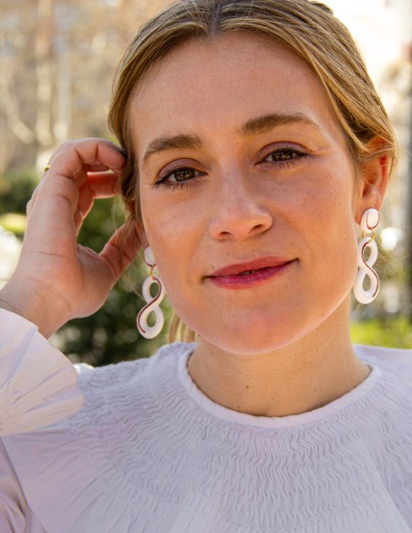 Pendientes largos infinito porcelana cerámica roja