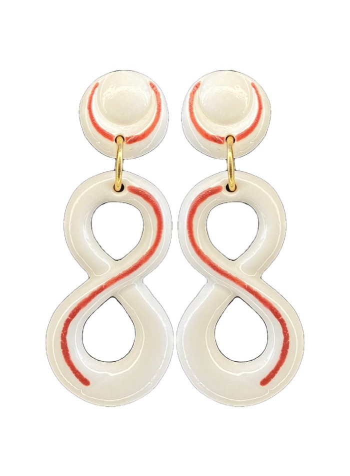 Boucle d'oreilles infini en porcelaine céramique rouge