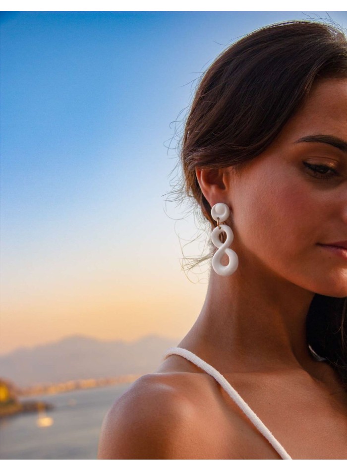 Pendientes de fiesta infinito porcelana blanca...