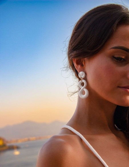 Porcelain white ceramic glazed ceramic infinity party earrings