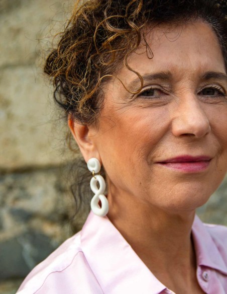 Porcelain white ceramic glazed ceramic infinity party earrings