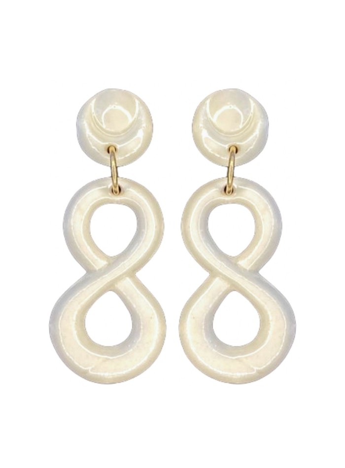Pendientes de fiesta infinito porcelana blanca cerámica esmaltada