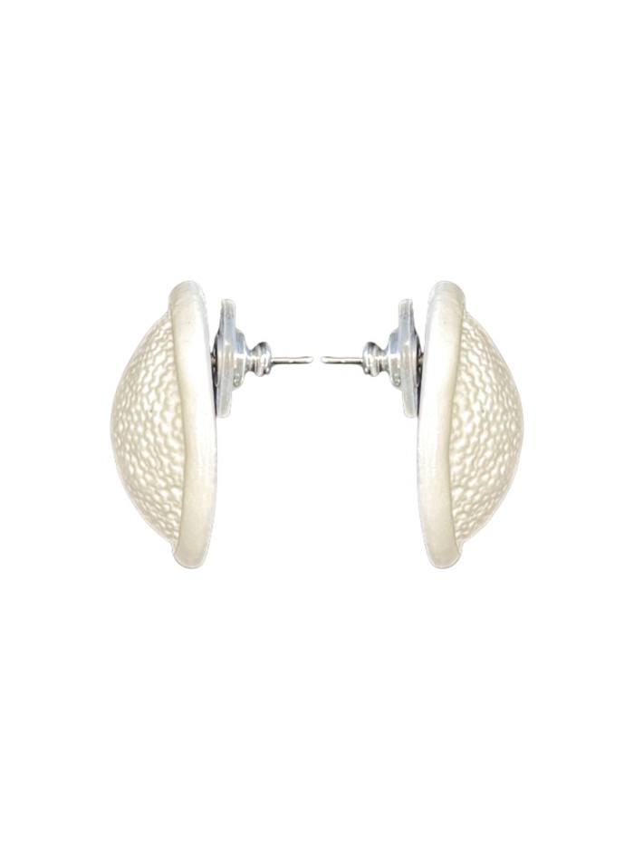 Pendientes de fiesta botón cerámica blanca con textura