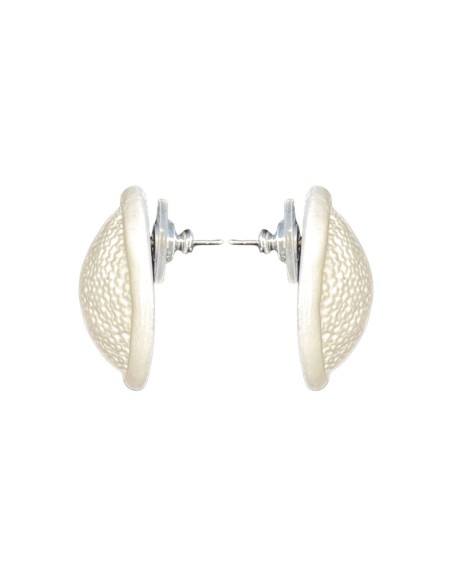 White ceramic textured button party earrings