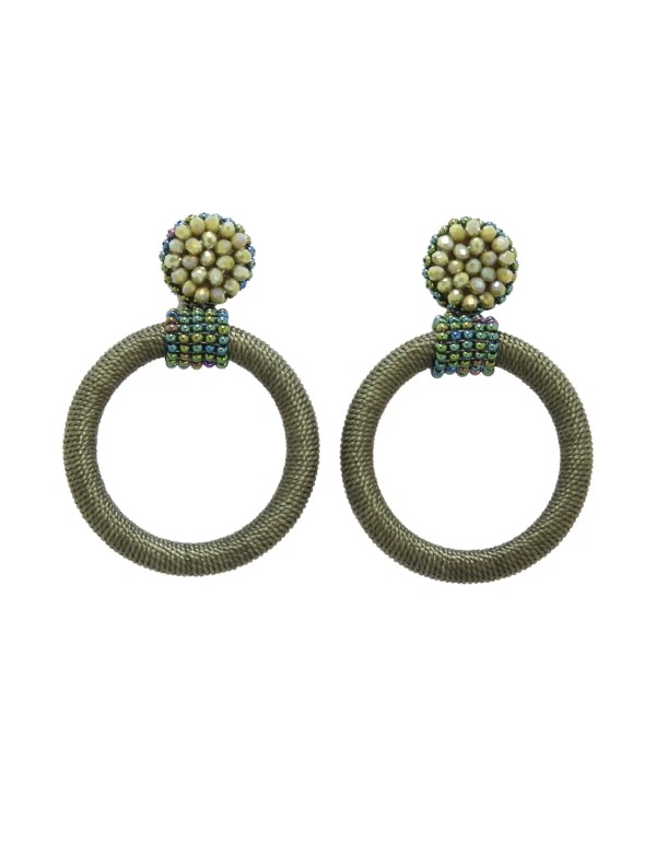 Pendientes estilo aretes de fibras y cristales 2