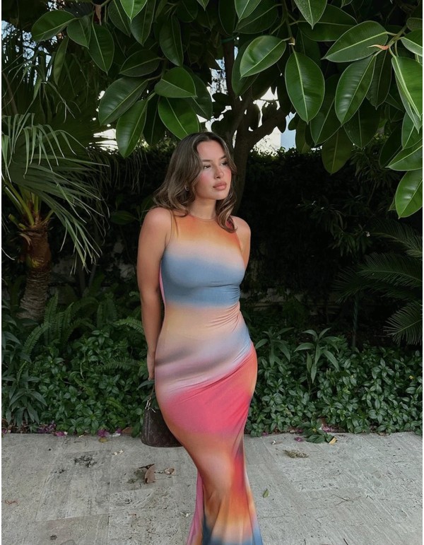 Vestido largo multicolor dye tie 2