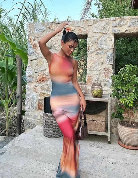 Robe longue multicolore dye tie