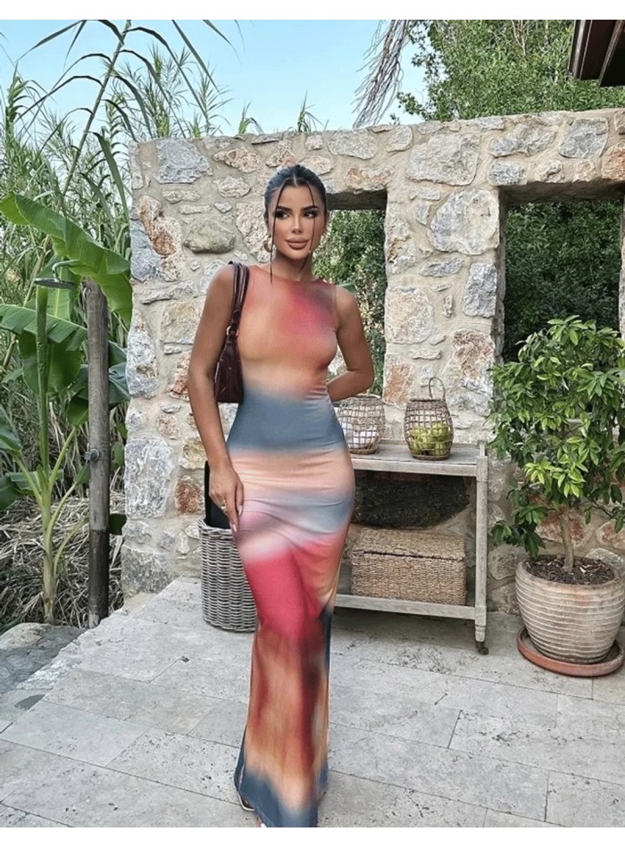 Robe longue multicolore dye tie