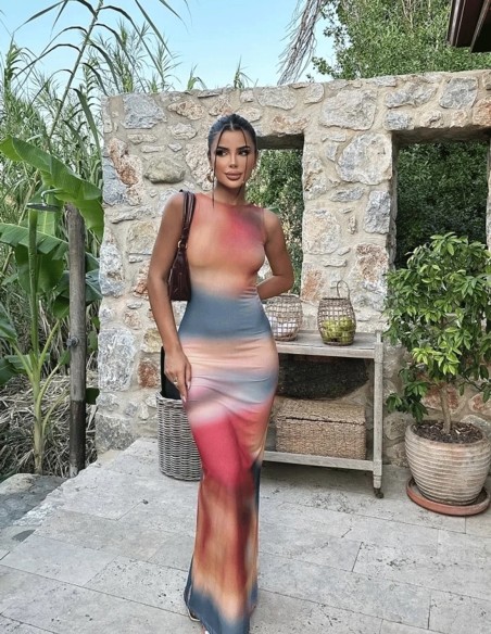 Robe longue multicolore dye tie