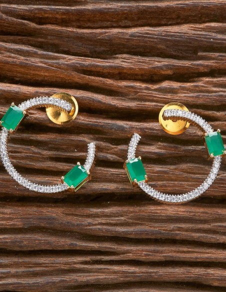 Pendientes de fiesta circulares con circonitas y piedra