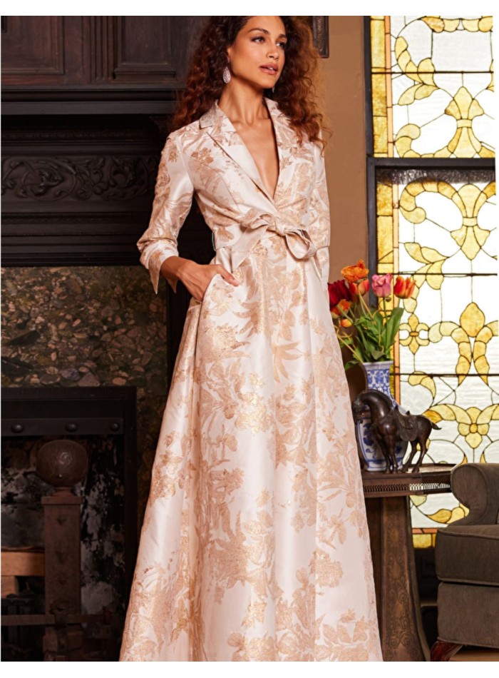 Robe longue de fête en brocart avec corsage et...