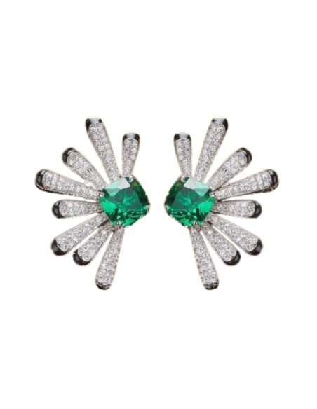Party earrings with half sun shape and zirconias