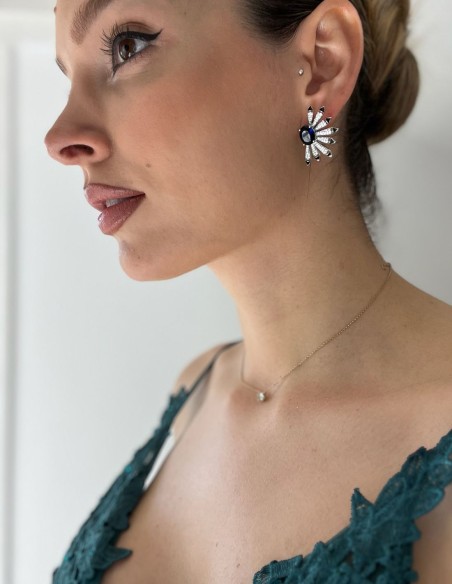 Party earrings with half sun shape and zirconias