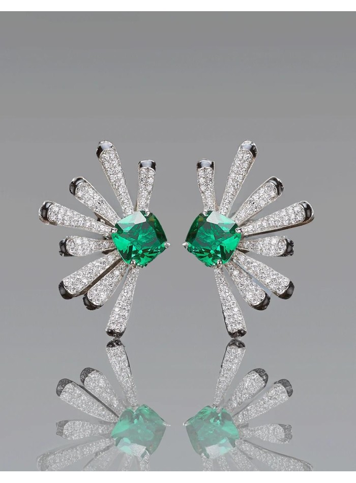 Party earrings with half sun shape and zirconias