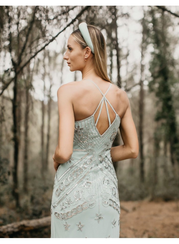 Robe longue de fête avec strass et fines...