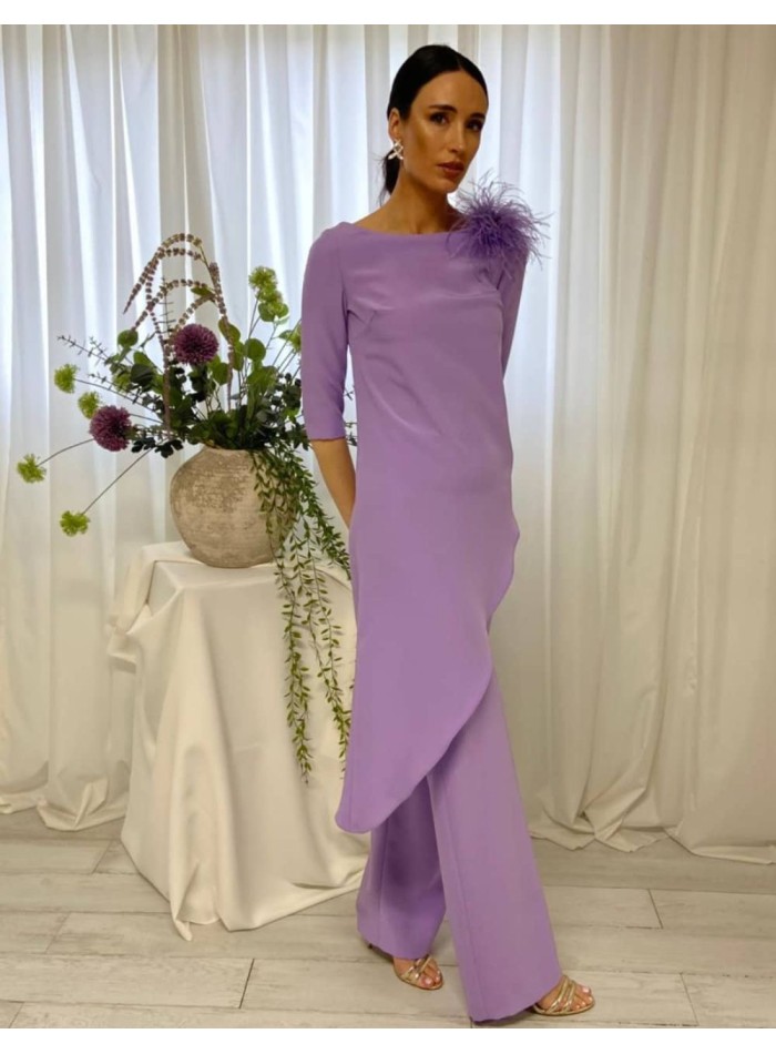 Ensemble blouse asymétrique avec broche et...