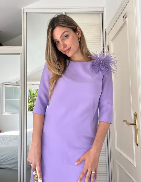 Ensemble blouse asymétrique avec broche et pantalon long