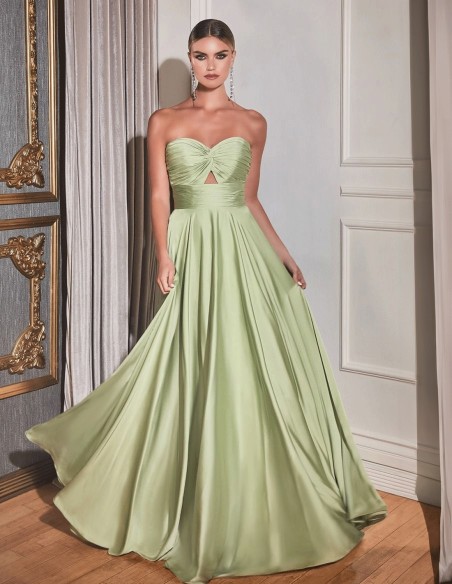Satinlong gown with Sweetheart Neckline with Draped Detail