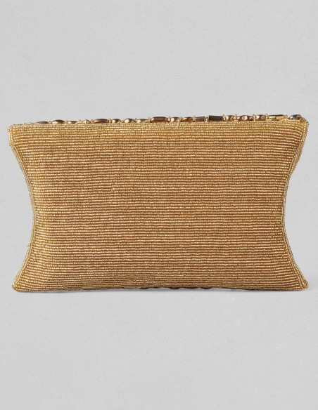 Handmade gold clutch bag with hand-stitched rhinestones for guest - INVITADA PERFECTA