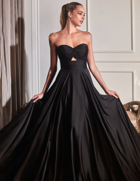 Robe longue de soirée en satin avec encolure cache-coeur et détails drapés - PERFECT GUEST