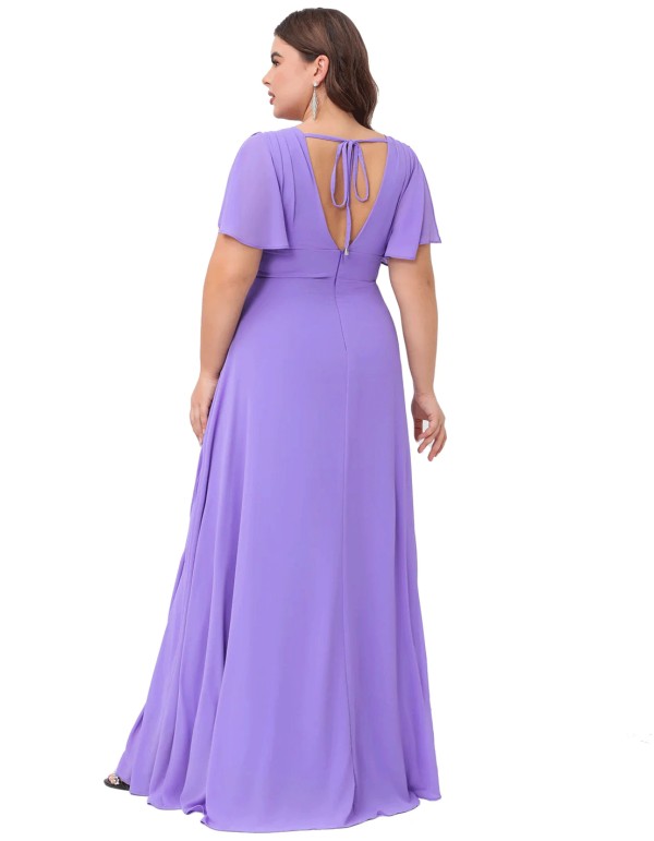 Vestido de fiesta largo con detalle de pedrería y manguita talla grande 2