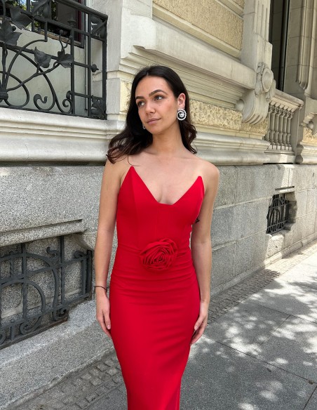 Strapless cocktail dress with 3D maxi flower