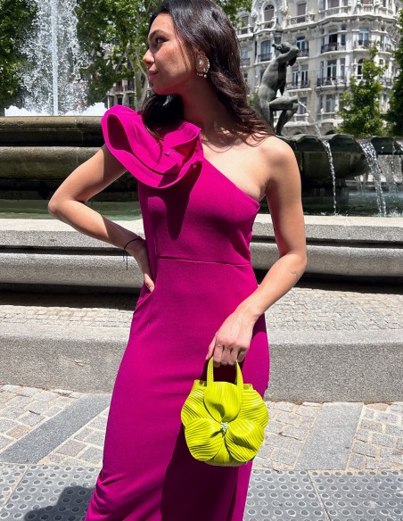 Bolso de mano con flor en 3D de piel sintética para invitada