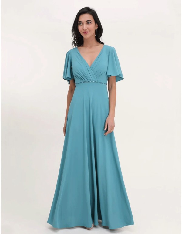 Vestido de fiesta largo con detalle de pedrería madrina