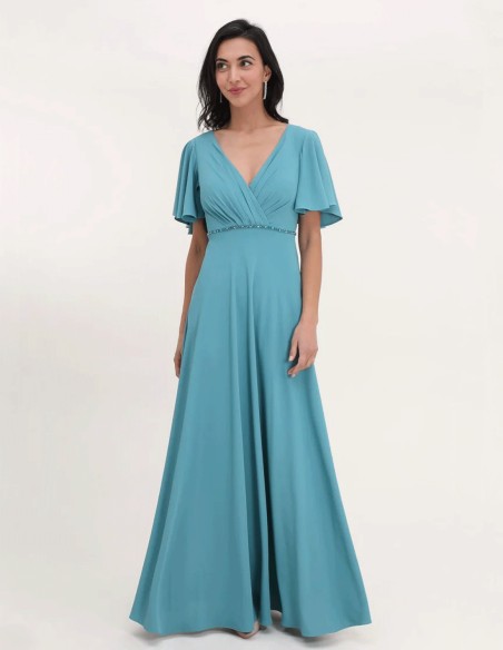 Vestido de fiesta largo con detalle de pedrería madrina