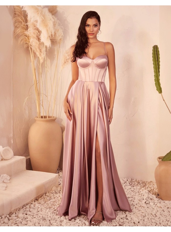 Robe longue satinée avec corsage