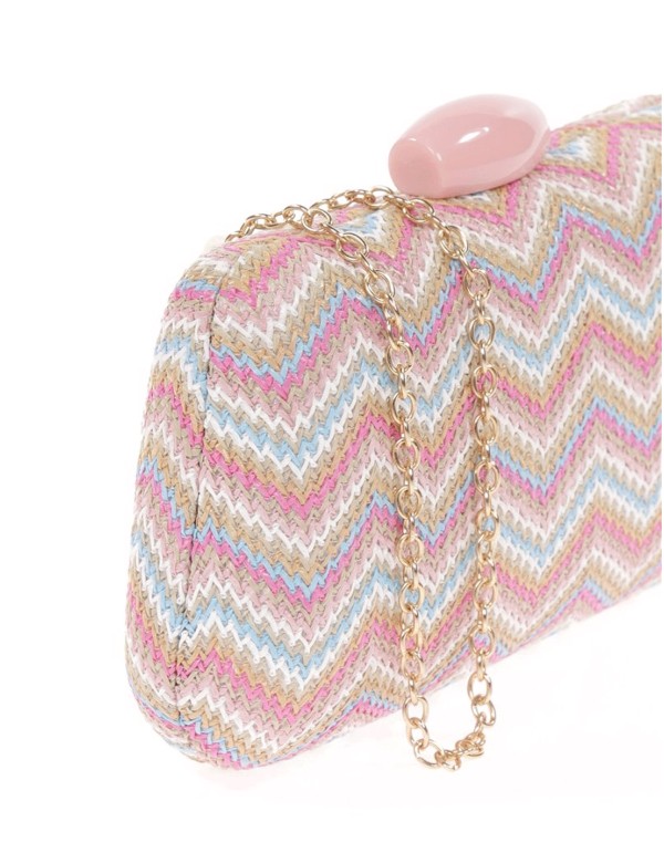 Sac en raphia avec motif en zigzag multicolore 2
