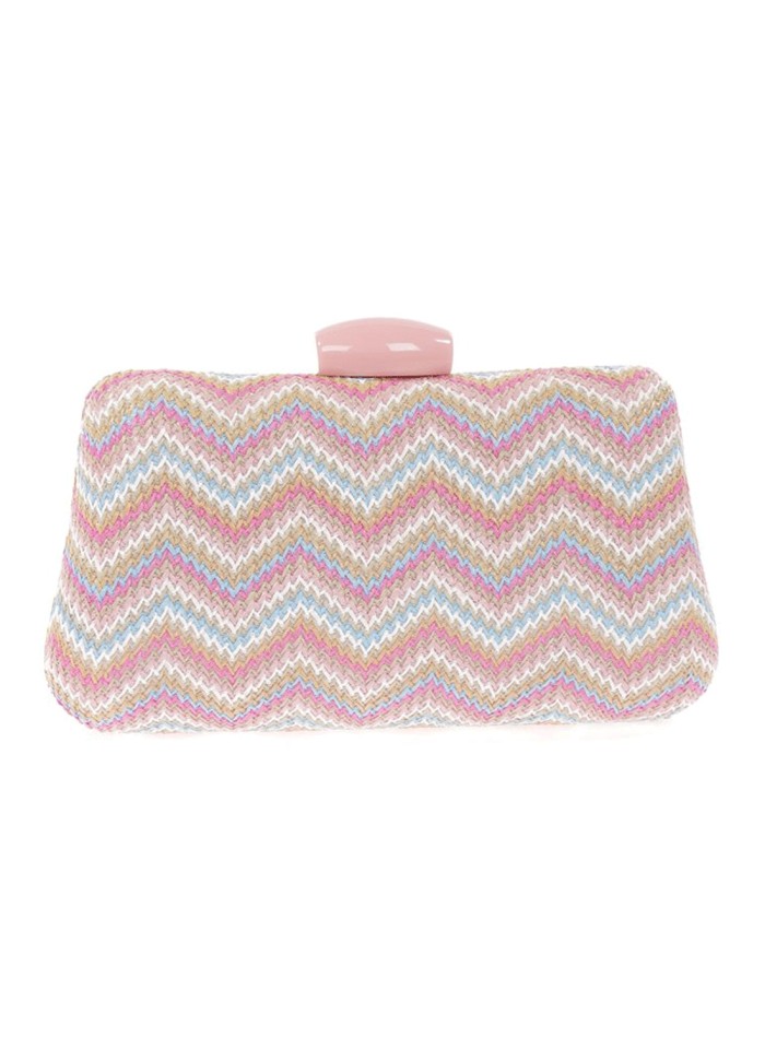 Raffia bag with multicoloured zigzag design