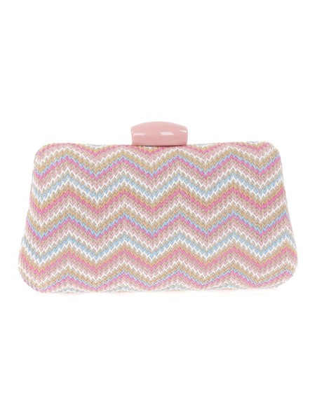 Sac en raphia avec motif en zigzag multicolore