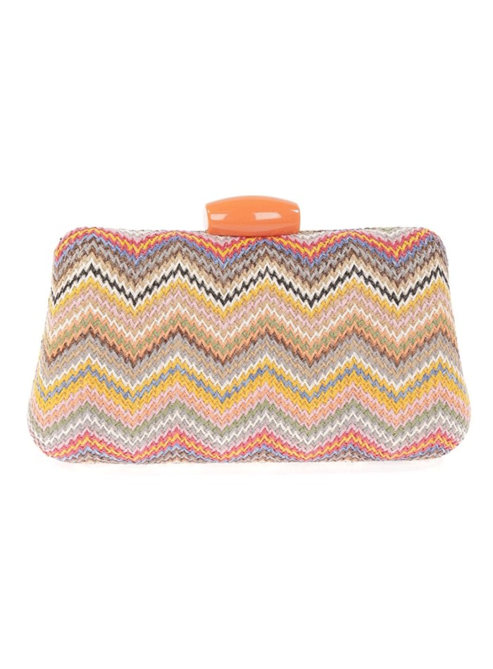 Sac en raphia avec motif en zigzag multicolore