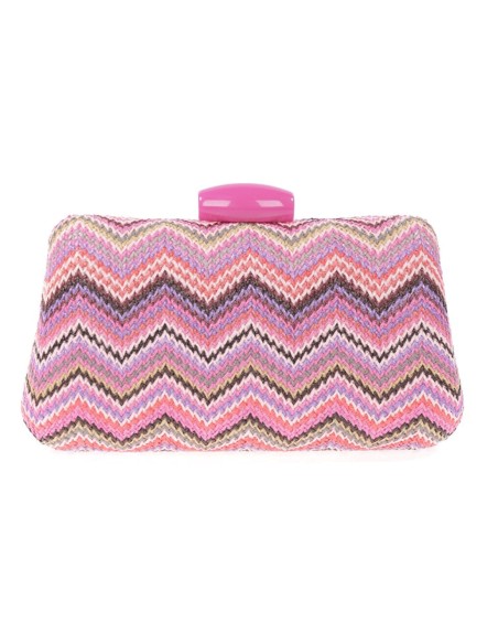 Sac en raphia avec motif en zigzag multicolore
